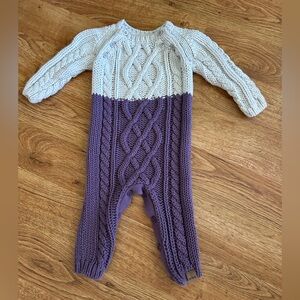 Miles Baby Colorblock Cable Knit Romper 6 months